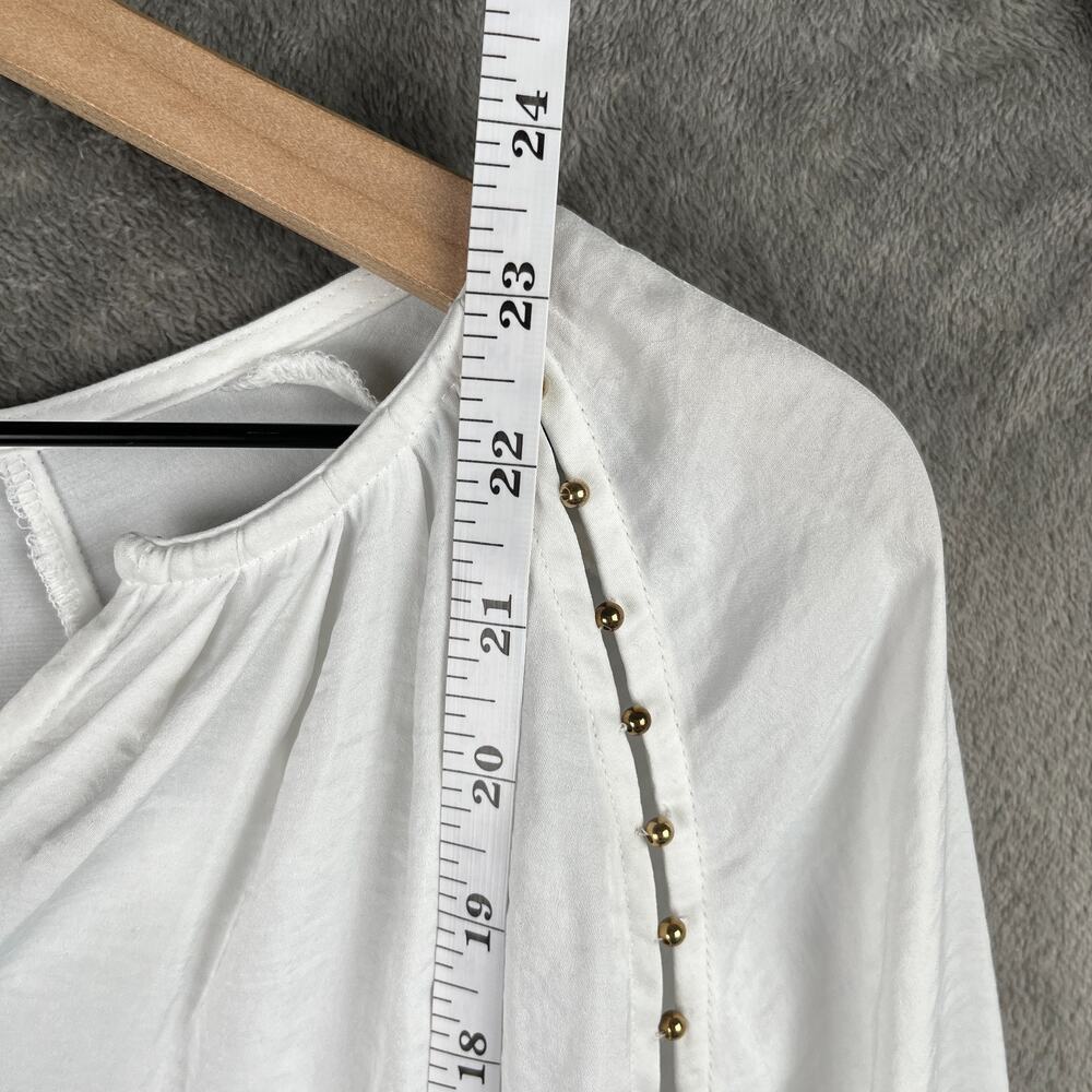 Anthropologie Calligraphie White Gold Beaded Peasant Blouse Women’s S Boho Chic - Picture 7 of 11